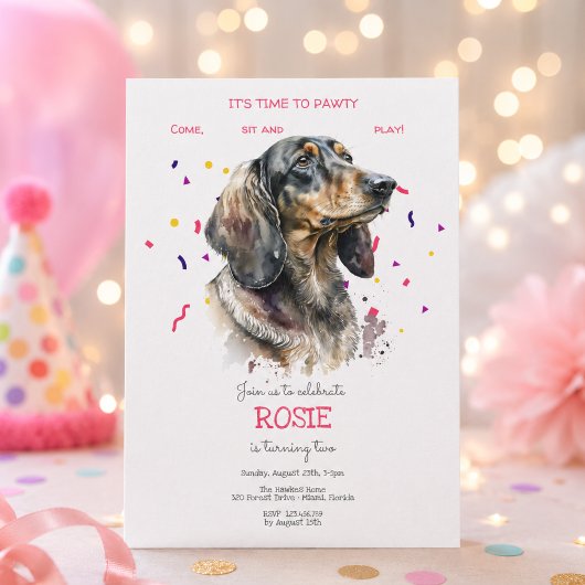 犬のお誕生日パーティーだよ、パーティーの時間だよ 招待状