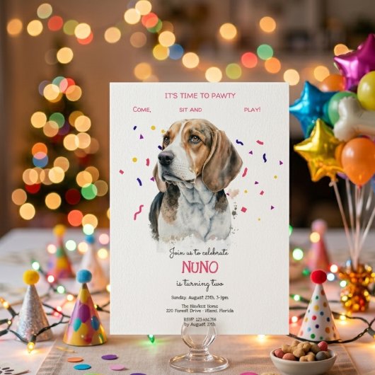 犬のお誕生日パーティーだよ、パーティーの時間だよ 招待状