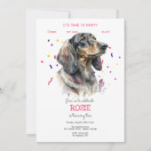 犬のお誕生日パーティーだよ、パーティーの時間だよ 招待状 (正面)