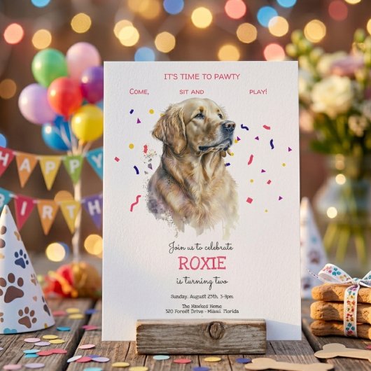 犬のお誕生日パーティーにレッツ・パーティー 招待状