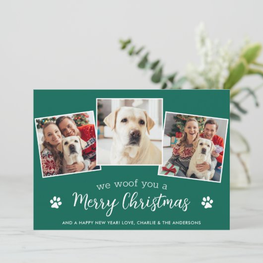 犬のからメリークリスマスカスタム3ペットの写真 シーズンカード (スタンド正面)