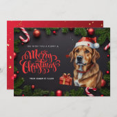 犬のかわいいクリスマスホリデーカード シーズンカード (正面/裏面)