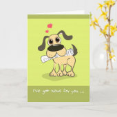 犬のかわいいグリーティングカードからお父さんの日 カード (黄色い花)