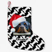 犬のかわいいパーソナライズな写真の名前のためのサンタの帽子 スモールクリスマスストッキング (正面)