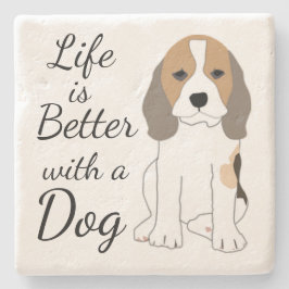 犬のかわいい漫画の子犬のアートで人生が良い ストーンコースター