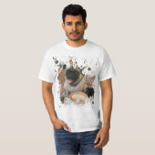 犬のかわいらしアートワーク Tシャツ (正面フル)