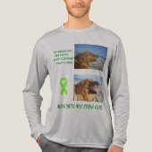 犬のがん啓発リボン ずっと心に トライブレンドTシャツ (正面)