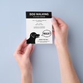 犬のことわざ歩き？ – 白黒ドッグウォーカー チラシ (手)