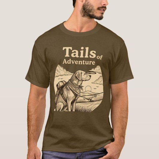 犬のしっぽアドベンチャー面白い犬好きハイキング Tシャツ (正面)
