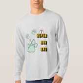 犬のすごいパパメンおもしろいズ薄い灰色の長い袖 Tシャツ (正面)