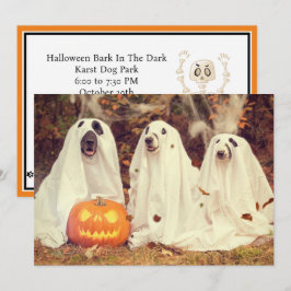 犬のために暗いハローウィンパーティで吠える シーズンカード