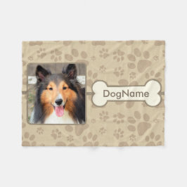 犬のためのカスタムなブラウンの足のプリント フリースブランケット