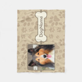 犬のためのカスタムなブラウンの足のプリント フリースブランケット