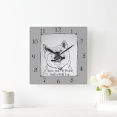 犬のためのスローガンと微笑する秋田のおもしろいな写真 スクエア壁時計 (ホーム)