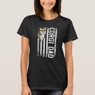 犬のためのメンズコルギパパウェルシュコーギーUsフラグ Tシャツ