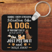 犬のようにストレスの多い状況に対応する キーホルダー (裏面)