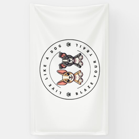 犬のように生きて跡を残す 横断幕 (縦)