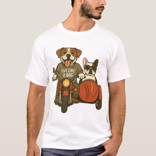 犬のように生きるバイク Tシャツ (正面)