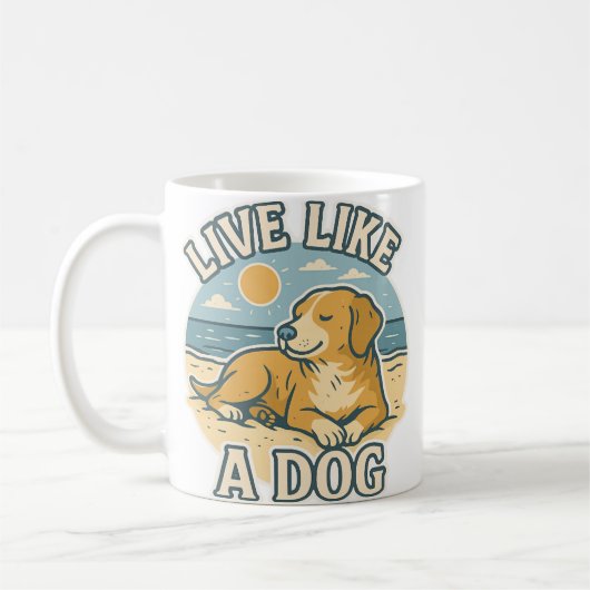 犬のように生きるビーチ コーヒーマグカップ (左)