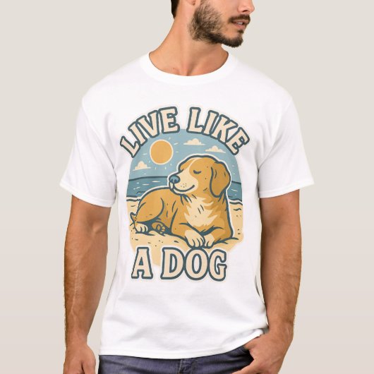 犬のように生きるビーチ Tシャツ (正面)