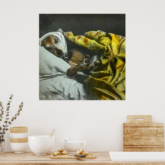 犬のように病気のヴィンテージ魔法ランタンスライド ポスター (キッチン)