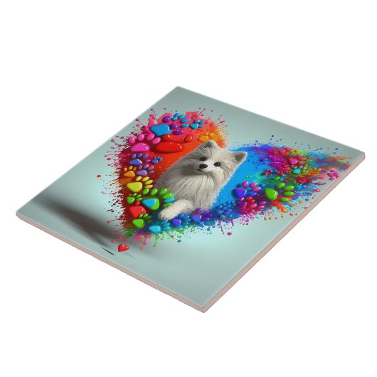 犬のよくはしゃぐ前輪印刷タイル タイル (側面)