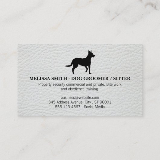 犬のアイコンとポーズホワイトレザーエリート 名刺 (裏面)