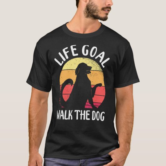 犬のアクセサリーライフゴール犬の散歩 Tシャツ (正面)