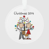 犬のアクリルのオーナメントが付いている棒の姿のカップル オーナメント (裏面)