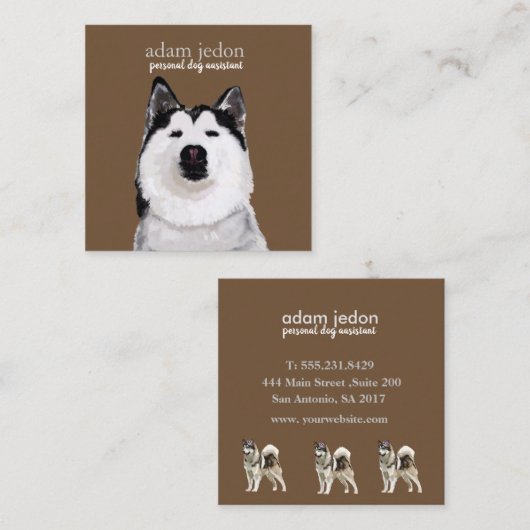 犬のアシスタントハスキー広場の名刺 スクエア名刺 (正面/裏面)