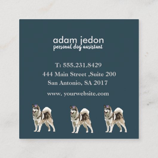 犬のアシスタント正方形の名刺 スクエア名刺 (裏面)