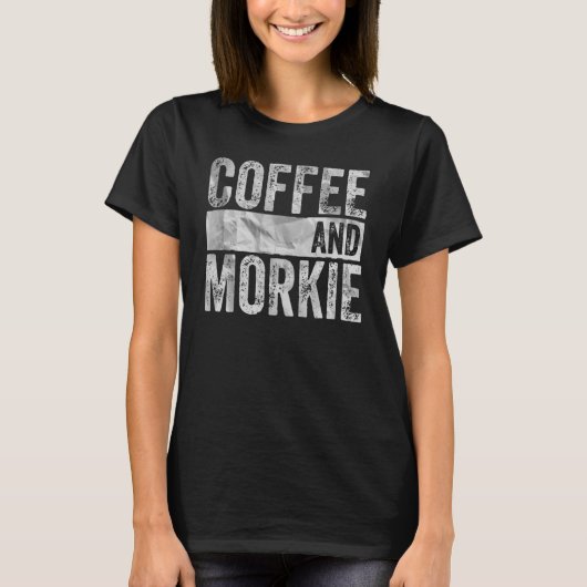 犬のアパレルペットオーナーコーヒーとモーキー Tシャツ (正面)