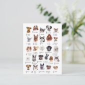 犬のアルファベットの水色 ポストカード (スタンド正面)