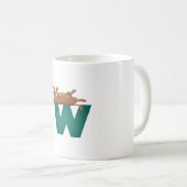 犬のアルファベットWのマグ コーヒーマグカップ (正面右)