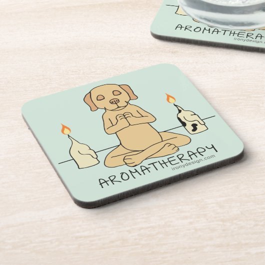 犬のアロマセラピーの黙想のおもしろいな漫画 コースター (左側)