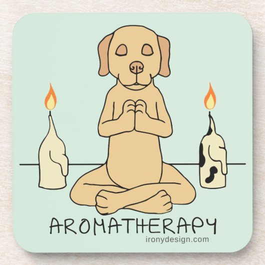 犬のアロマセラピーの黙想のおもしろいな漫画 コースター (正面)