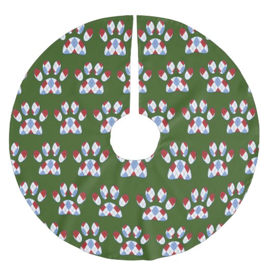 犬のアーガイル前足の印刷 ブラッシュドポリエステルツリースカート (正面)