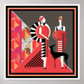 犬のアールデコポスター付き2つの女性12 x 12 ポスター (正面)