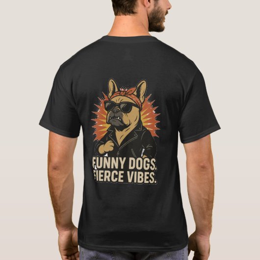 犬のイラストがかわいいTシャツ 凶暴な雰囲気 Tシャツ (裏面)