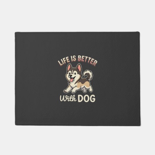 犬のイラストと一緒が最高 ドアマット (正面)