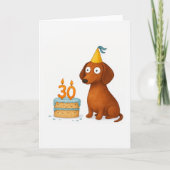 犬のイラストの30歳の誕生日カード カード (正面)