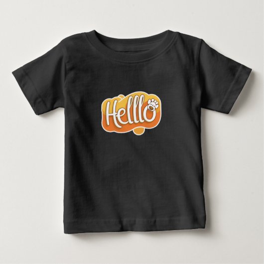 犬のイラストTシャツ「Hello」 ベビーTシャツ (正面)