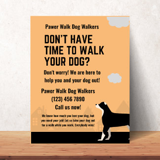 犬のウォーカーフライヤーを歩く時間がない チラシ