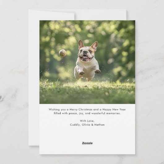 犬のエレガント写真クリスマスハッピーハウリデイズペット シーズンカード (裏面)
