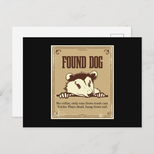 犬のオポッサムゴッパーが見つかった ポストカード (正面/裏面)