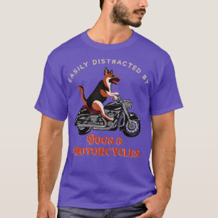 犬のオートバイに容易に気を散らす Tシャツ