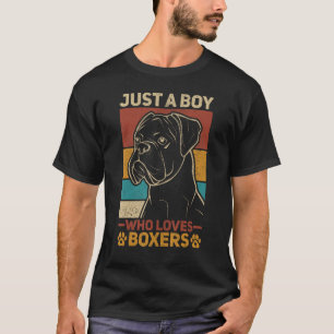 犬のオーナーアニマルペットレトロBを愛する少年 Tシャツ