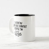 犬のオーナーギフト、私は人々の犬について好き ツートーンマグカップ (正面左)