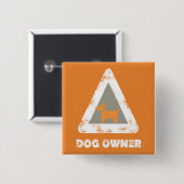 犬のオーナーファンキーTシャツスクエアボタン 缶バッジ (正面&裏面)