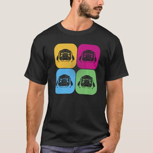 犬のオーナー動物ペット飼い犬のパグポップ・アートのグル Tシャツ (正面)
